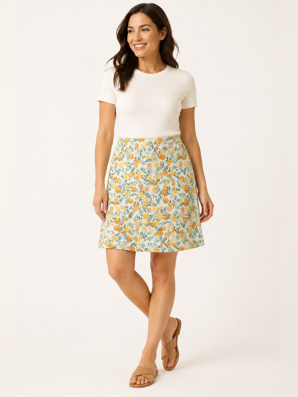 Duluth Trading NoGA Naturale Citrus Print Cotton Skort Medium